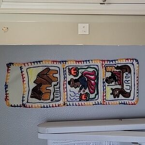 Peruvian Handmade Stitched Wall Art. Beautiful Colors 3 Pockets For Storage